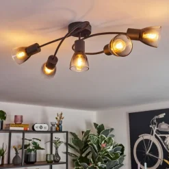 Medelim Plafonnier Clair, Fumé, 5 lumières