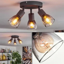 Medelim Plafonnier Clair, Fumé, 3 lumières