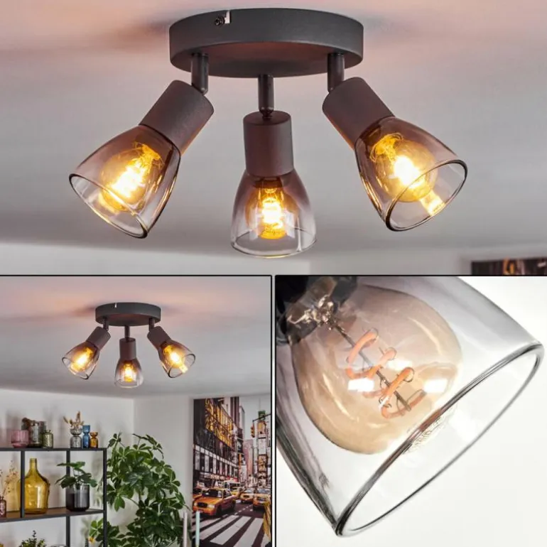 Medelim Plafonnier Clair, Fumé, 3 lumières