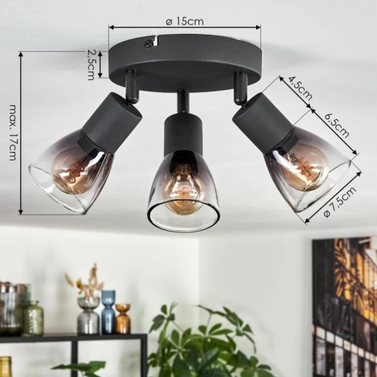 Medelim Plafonnier Clair, Fumé, 3 lumières