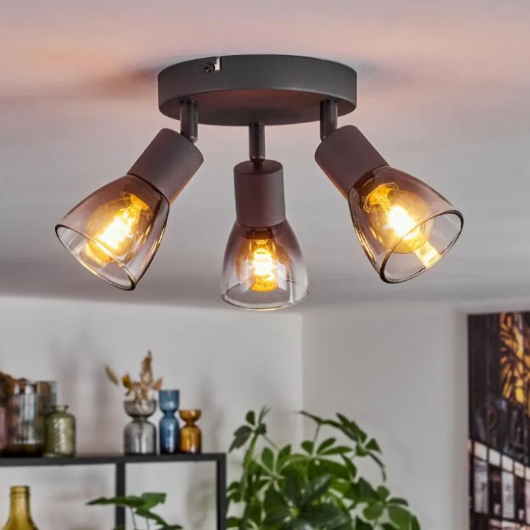 Medelim Plafonnier Clair, Fumé, 3 lumières