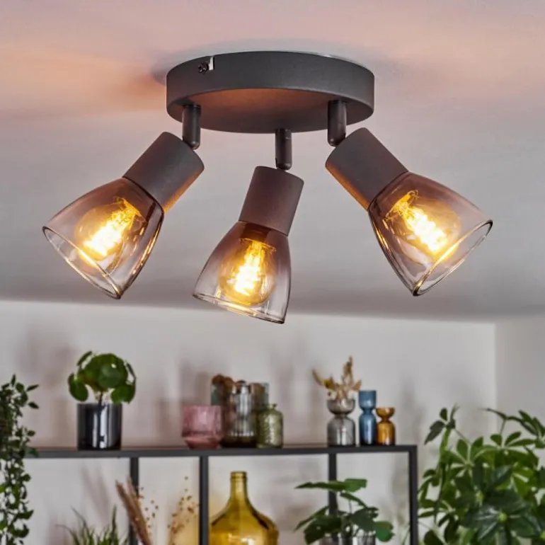 Medelim Plafonnier Clair, Fumé, 3 lumières