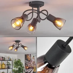 Medelim Plafonnier Clair, Fumé, 3 lumières