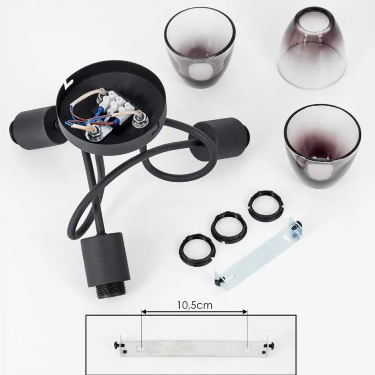 Medelim Plafonnier Clair, Fumé, 3 lumières