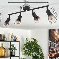 Medelim Plafonnier Clair, Fumé, 4 lumières