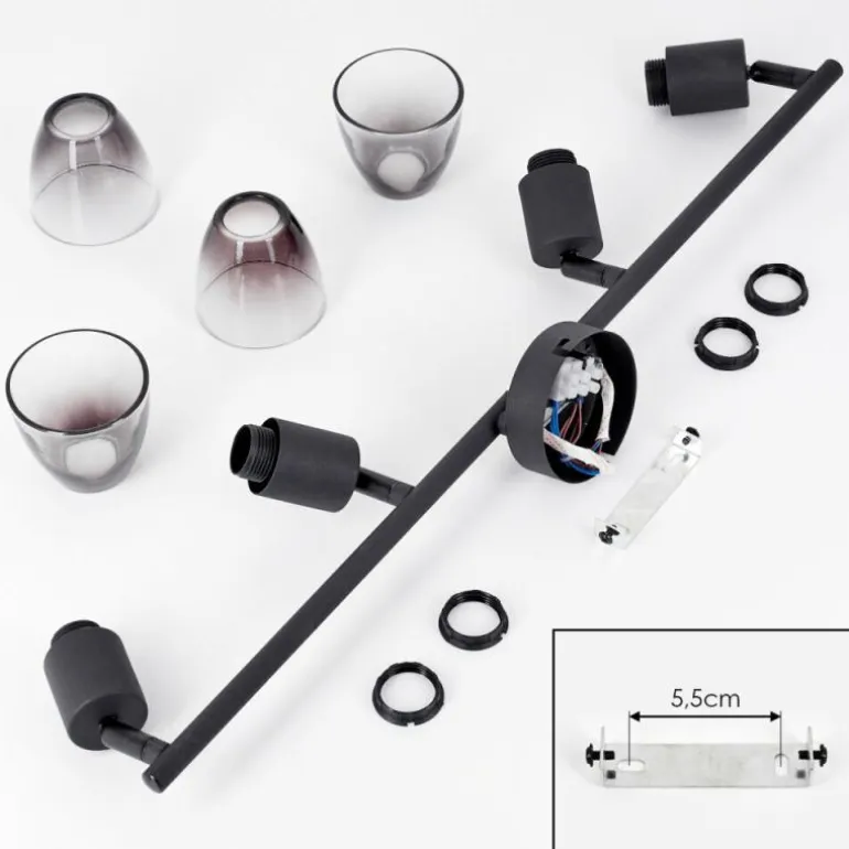Medelim Plafonnier Clair, Fumé, 4 lumières