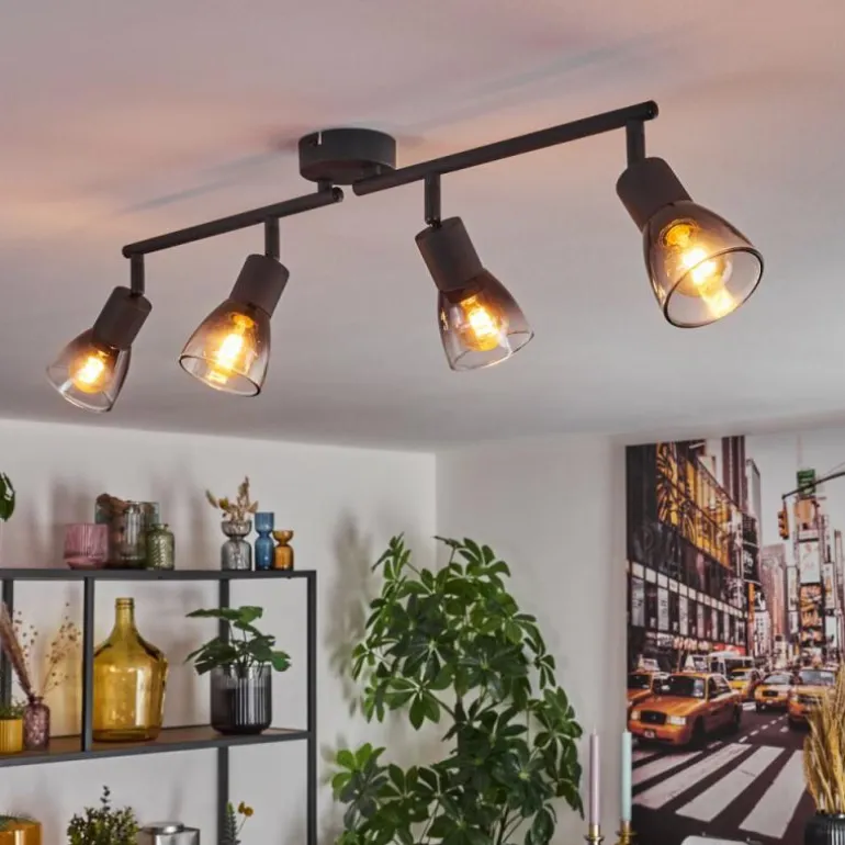 Medelim Plafonnier Clair, Fumé, 4 lumières