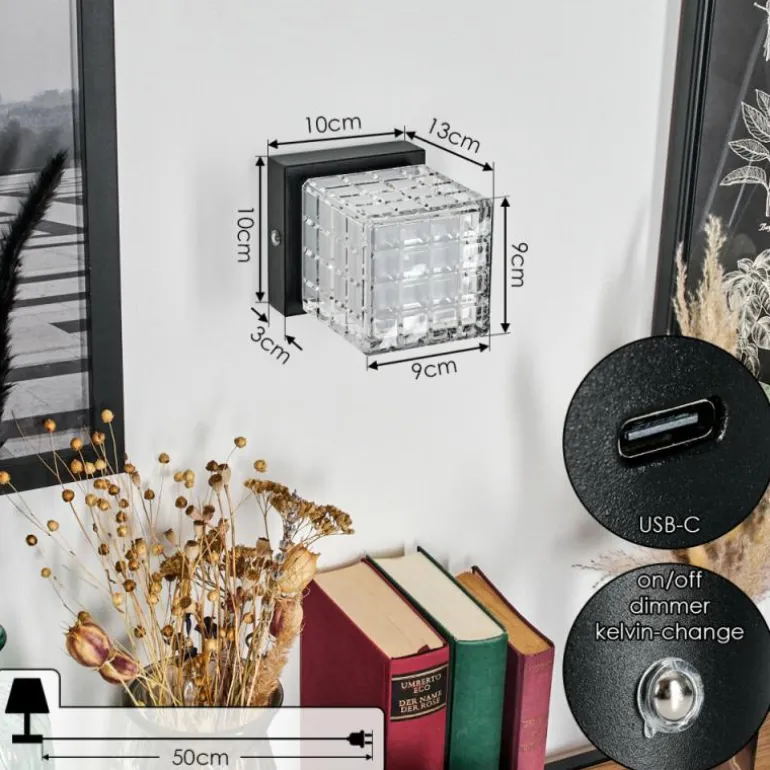 Medvik Applique murale LED Noir, 1 lumière