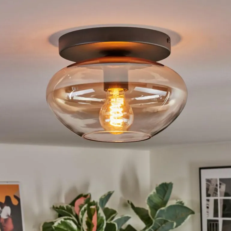 Mertola Plafonnier, Boule lumineuse Ambre, Clair, 1 lumière