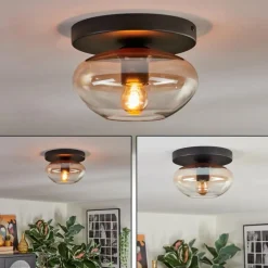 Mertola Plafonnier, Boule lumineuse Ambre, Clair, 1 lumière