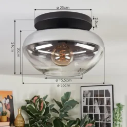 Mertola Plafonnier, Boule lumineuse Clair, Fumé, 1 lumière