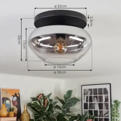 Mertola Plafonnier, Boule lumineuse Clair, Fumé, 1 lumière