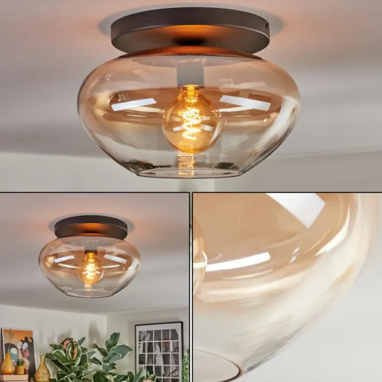 Mertola Plafonnier, Boule lumineuse Ambre, Clair, 1 lumière