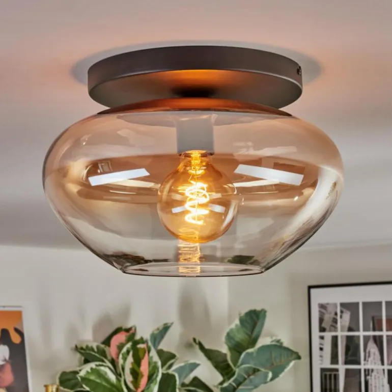 Mertola Plafonnier, Boule lumineuse Ambre, Clair, 1 lumière