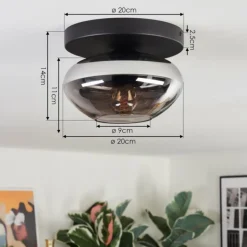 Mertola Plafonnier, Boule lumineuse Fumé, 1 lumière