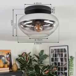 Mertola Plafonnier, Boule lumineuse Clair, Fumé, 1 lumière