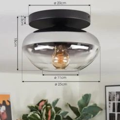 Mertola Plafonnier, Boule lumineuse Clair, Fumé, 1 lumière