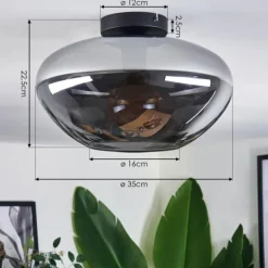 Mertola Plafonnier Chrome, Clair, Fumé, 1 lumière