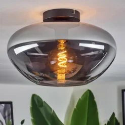Mertola Plafonnier Chrome, Clair, Fumé, 1 lumière