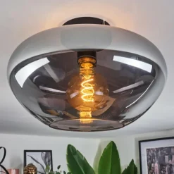 Mertola Plafonnier Chrome, Clair, Fumé, 1 lumière
