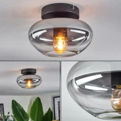 Mertola Plafonnier Chrome, Fumé, 1 lumière