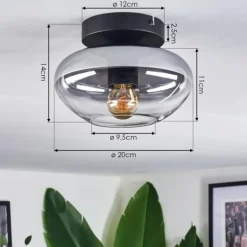Mertola Plafonnier Chrome, Fumé, 1 lumière