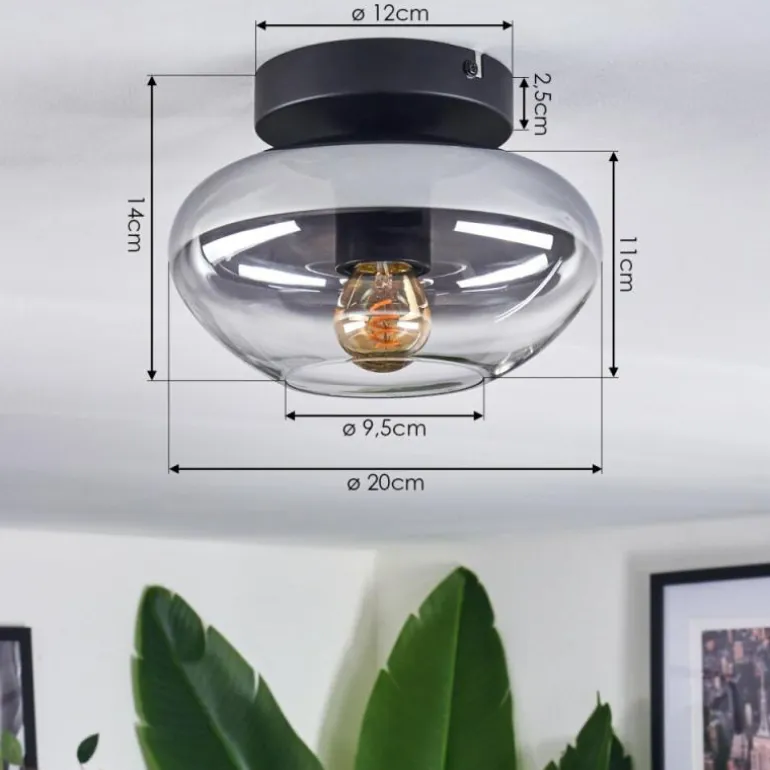 Mertola Plafonnier Chrome, Fumé, 1 lumière