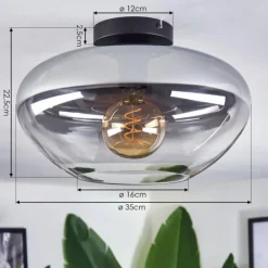 Mertola Plafonnier Clair, Fumé, 1 lumière