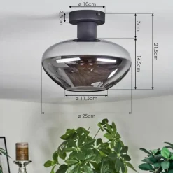 Mertola Plafonnier Fumé, 1 lumière
