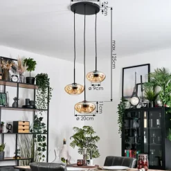 Mertola Suspension, Boule lumineuse Noir, 3 lumières