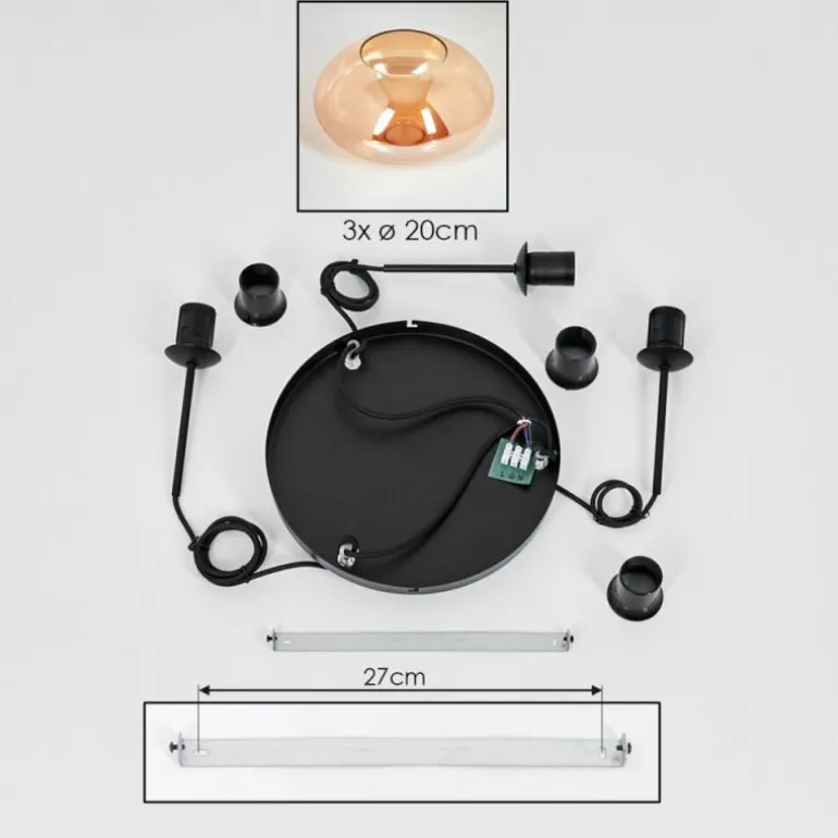 Mertola Suspension, Boule lumineuse Noir, 3 lumières