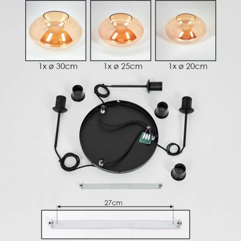 Mertola Suspension, Boule lumineuse Noir, 5 lumières