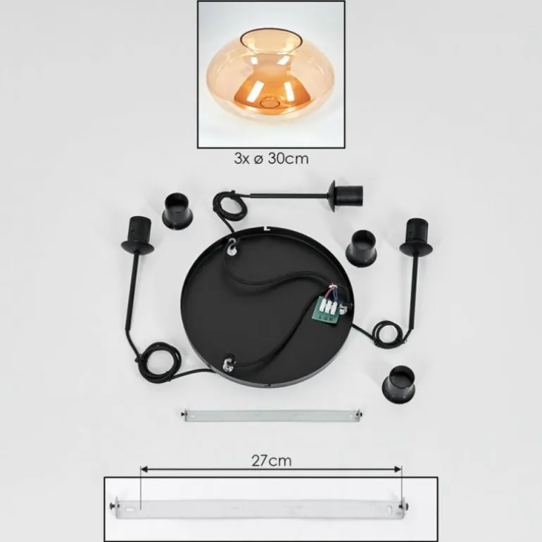 Mertola Suspension, Boule lumineuse Noir, 3 lumières
