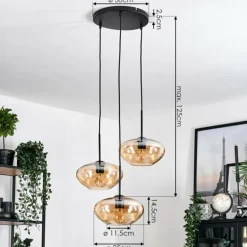 Mertola Suspension, Boule lumineuse Noir, 3 lumières