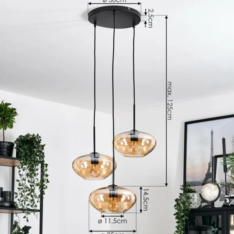 Mertola Suspension, Boule lumineuse Noir, 3 lumières