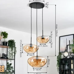 Mertola Suspension, Boule lumineuse Noir, 3 lumières