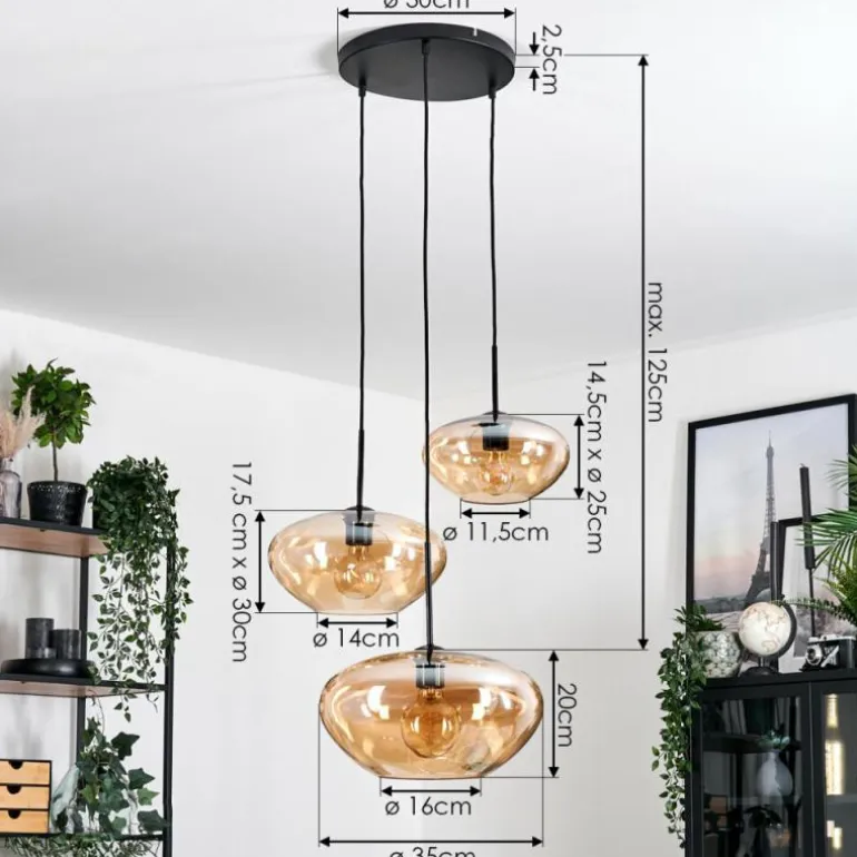 Mertola Suspension, Boule lumineuse Noir, 3 lumières