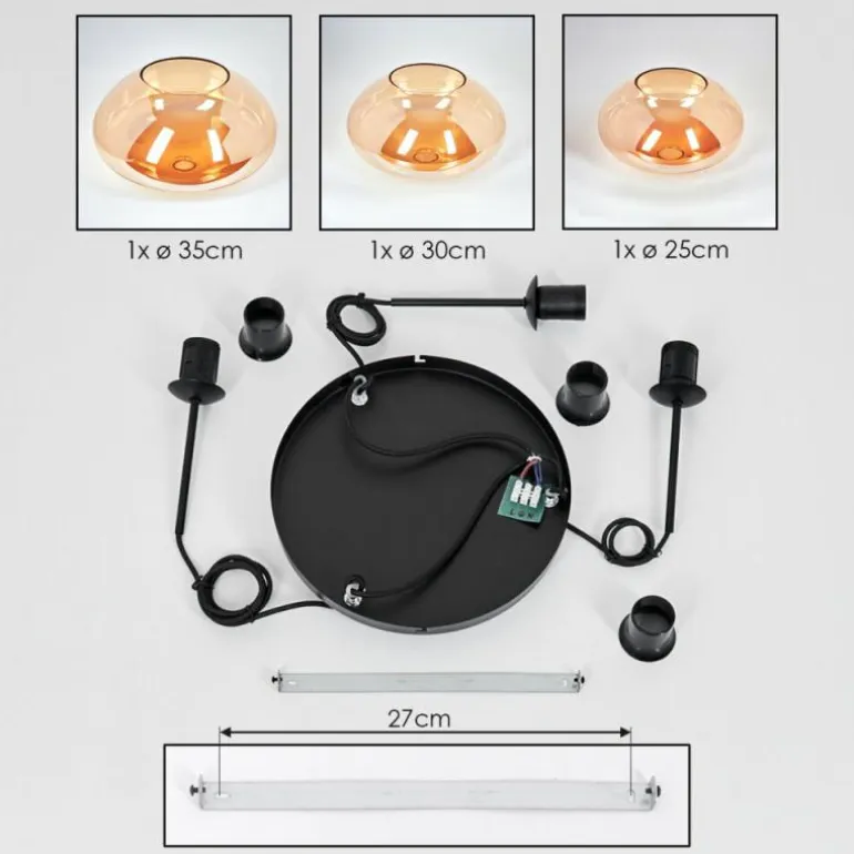 Mertola Suspension, Boule lumineuse Noir, 3 lumières