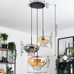 Mertola Suspension, Boule lumineuse Noir, 3 lumières