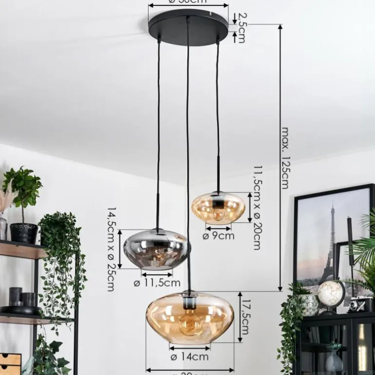 Mertola Suspension, Boule lumineuse Noir, 3 lumières