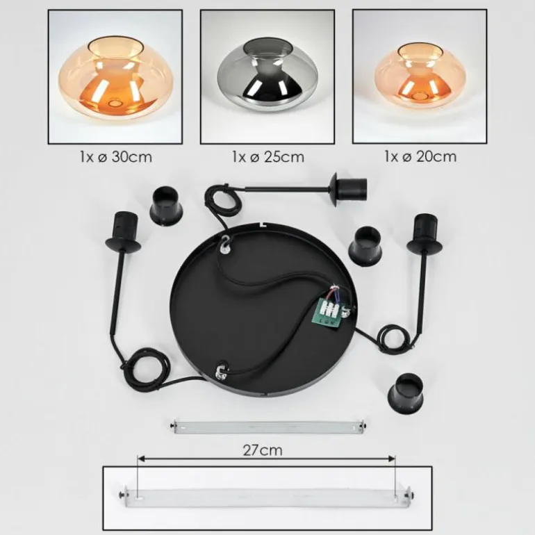 Mertola Suspension, Boule lumineuse Noir, 3 lumières