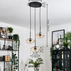 Mertola Suspension, Boule lumineuse Noir, 3 lumières