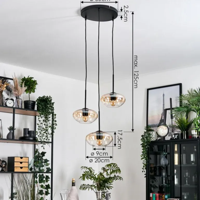 Mertola Suspension, Boule lumineuse Noir, 3 lumières