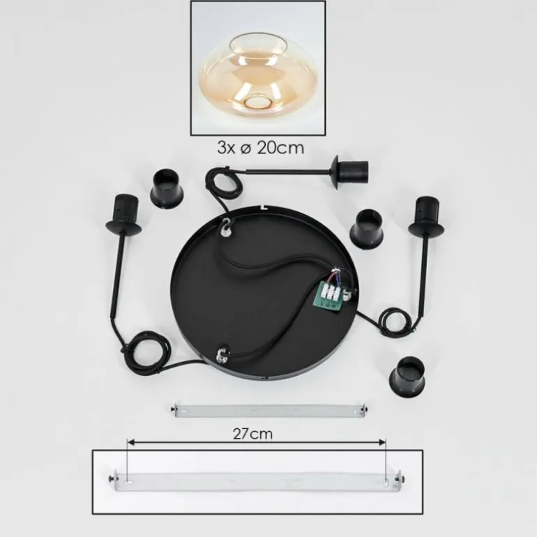Mertola Suspension, Boule lumineuse Noir, 3 lumières