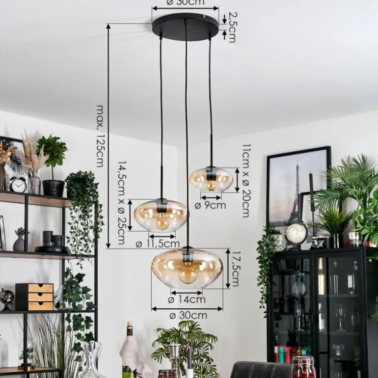 Mertola Suspension, Boule lumineuse Noir, 3 lumières
