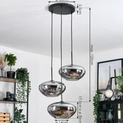 Mertola Suspension, Boule lumineuse Noir, 3 lumières