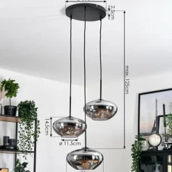 Mertola Suspension, Boule lumineuse Noir, 3 lumières