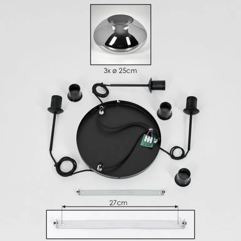 Mertola Suspension, Boule lumineuse Noir, 3 lumières