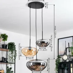 Mertola Suspension, Boule lumineuse Noir, 3 lumières