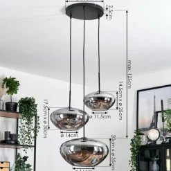Mertola Suspension, Boule lumineuse Noir, 3 lumières